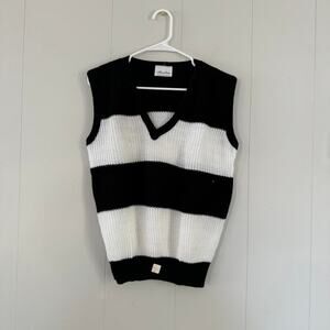 Bendini vintage 90s preppy black & white sweater vest women's medium
